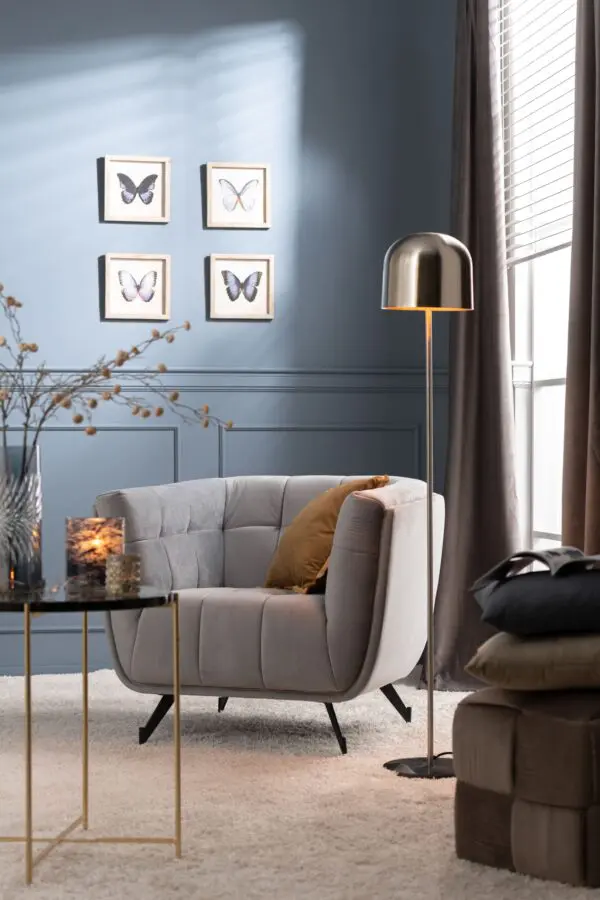 fauteuil en velours gris clair J-line Bendetini