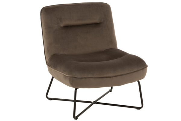 fauteuil bas en velours gris J-line by Jolipa