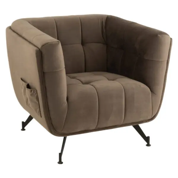 Fauteuil gris fauteuil en velours gris foncé 1 place J-line Bendetini