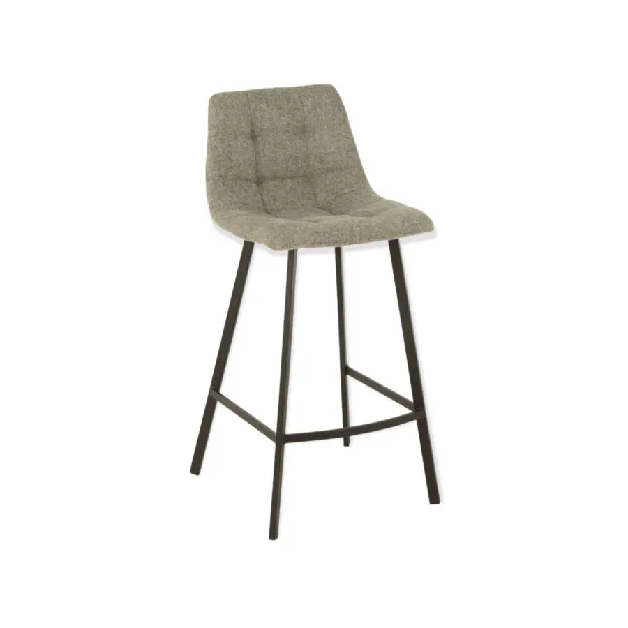 Chaise de bar Stéphane - textile/métal - gris