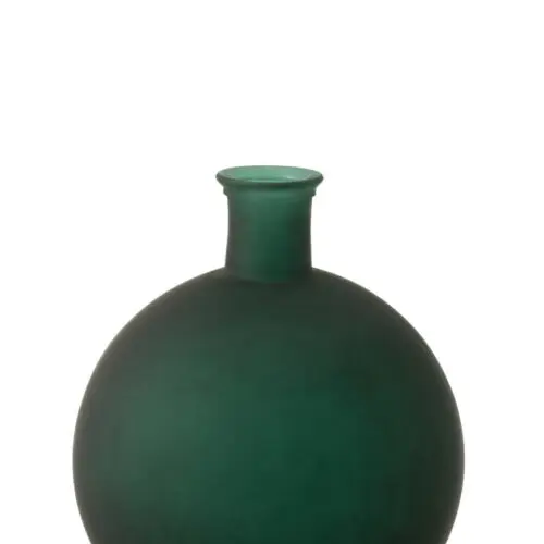 VASE BOULE VERRE MAT VERT LARGE