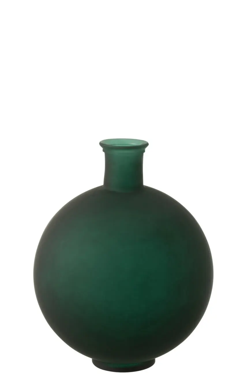 VASE BOULE VERRE MAT VERT LARGE