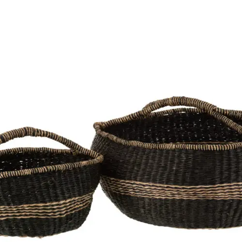 Panier rangement SET 2 PANIERS RONDS ZOSTÈRE NOIR