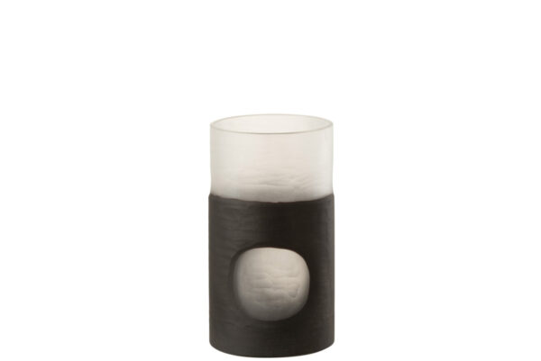 VASE CIRCULO VERRE NOIR/TRANSPARENT SMALL