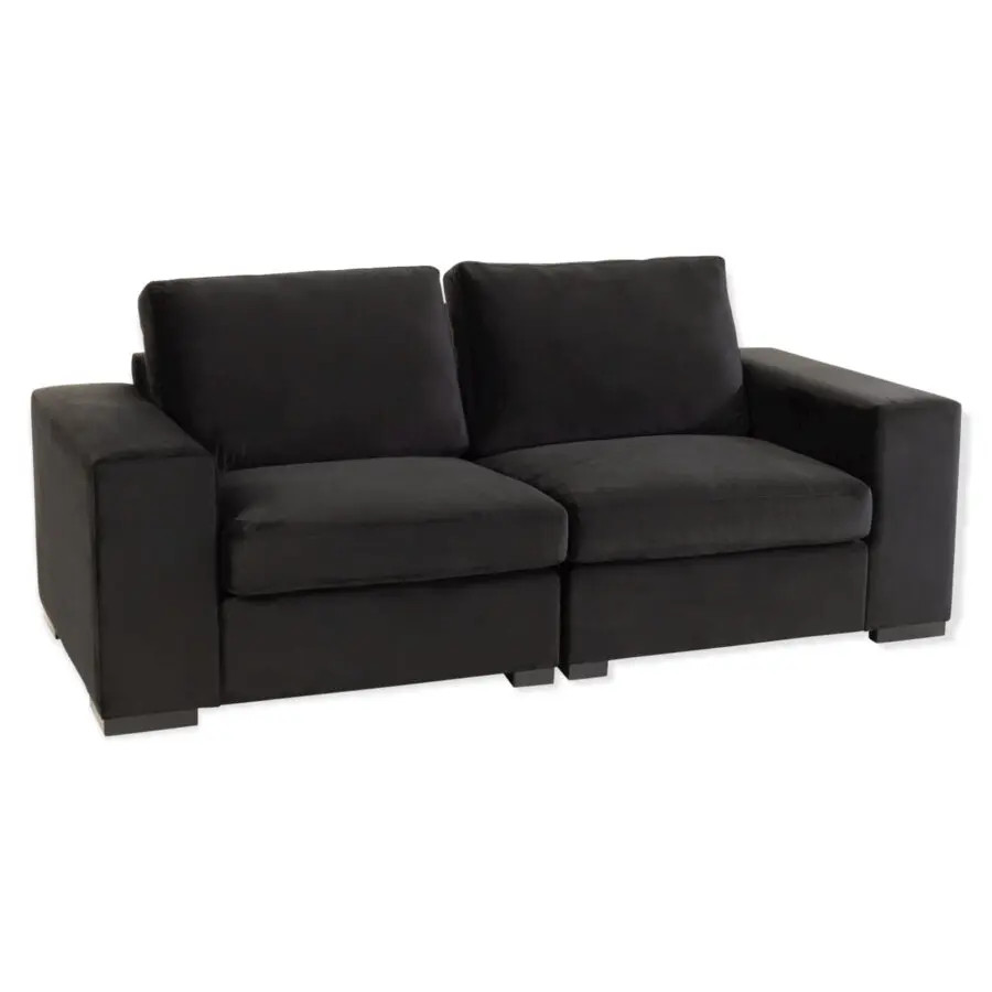 canapé 2 places en velours noir J-line by Jolipa Fanddy