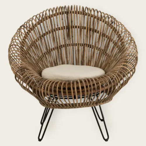 Fauteuil marron fauteuil lounge en rotin naturel J-line