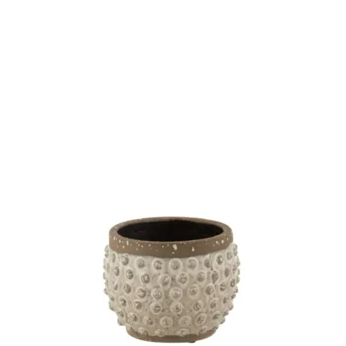 CACHEPOT BORD POINTU CERAMIQUE BLANC/GRIS SMALL