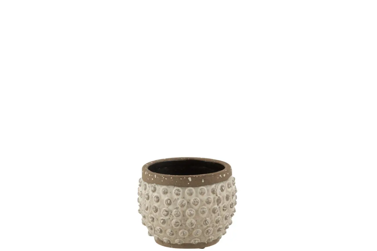 CACHEPOT BORD POINTU CERAMIQUE BLANC/GRIS SMALL