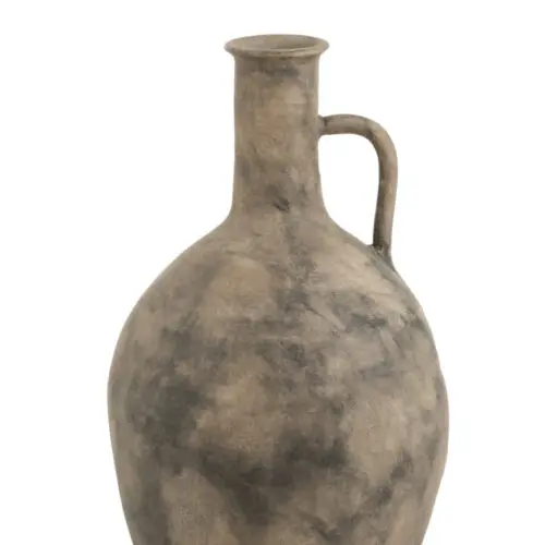 VASE TACHETE ANSE CERAMIQUE MARRON/GRIS SMALL