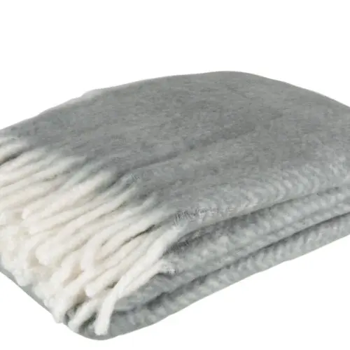 Plaid PLAID ALPHA ACRYLIQUE/LAINE GRIS/BLANC