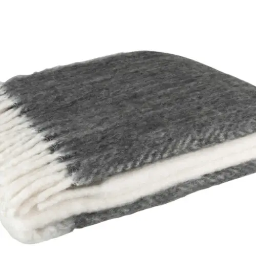 Plaid PLAID BORD ACRYLIQUE/LAINE NOIR/BLANC