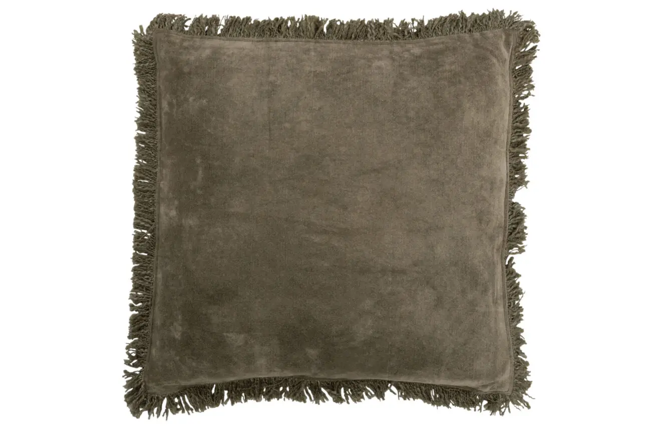 COUSSIN FRANGES VELOURS COTON KAKI