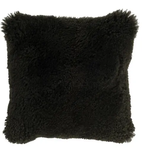 COUSSIN CARRE PEAU DE MOUTON VERT