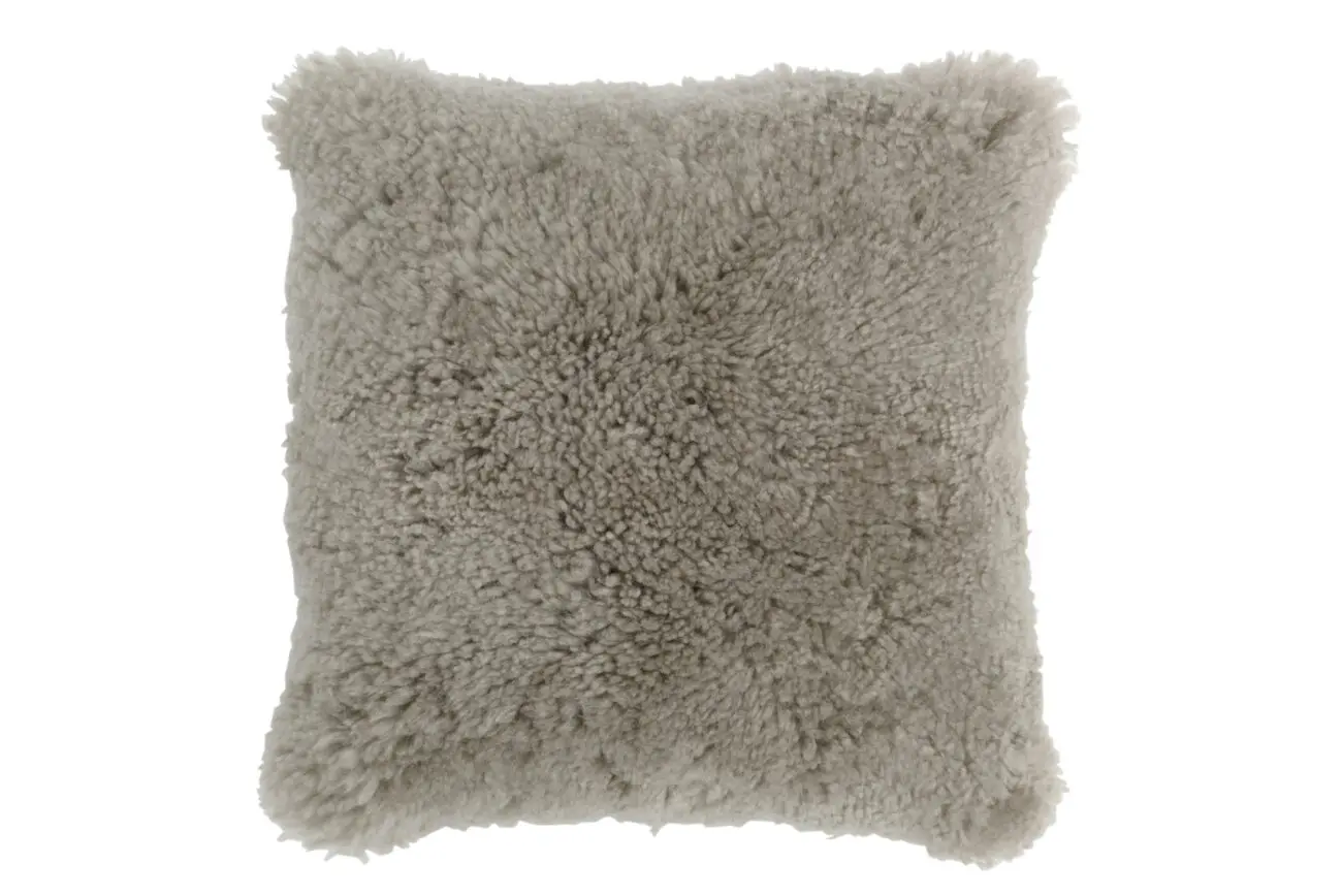 COUSSIN CARRE PEAU DE MOUTON GRIS CLAIR