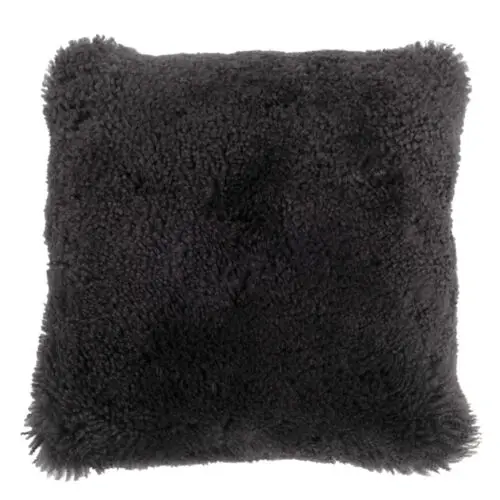 COUSSIN CARRE PEAU DE MOUTON GRIS FONCE