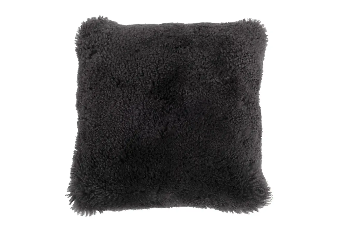 COUSSIN CARRE PEAU DE MOUTON GRIS FONCE