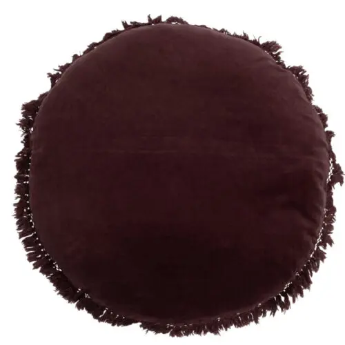 COUSSIN ROND VELOURS COTON/LIN MAUVE
