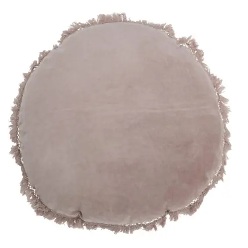 COUSSIN ROND VELOURS COTON/LIN VIEUX ROSE