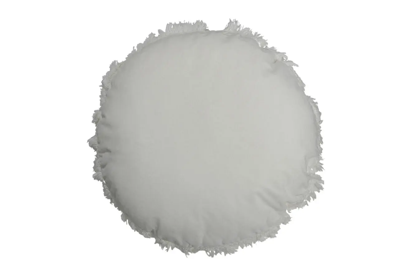 COUSSIN ROND VELOURS COTON/LIN BLANC