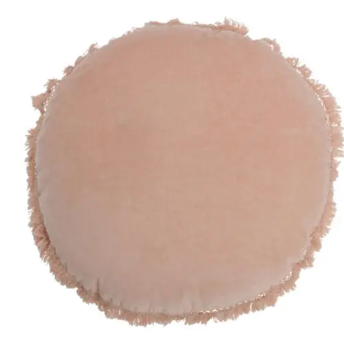 COUSSIN ROND VELOURS COTON/LIN SAUMON