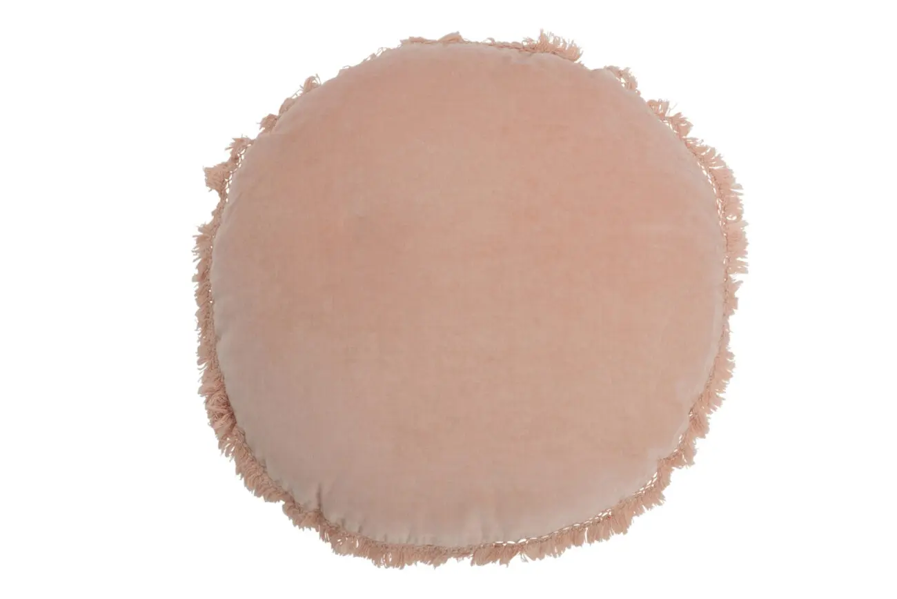 COUSSIN ROND VELOURS COTON/LIN SAUMON