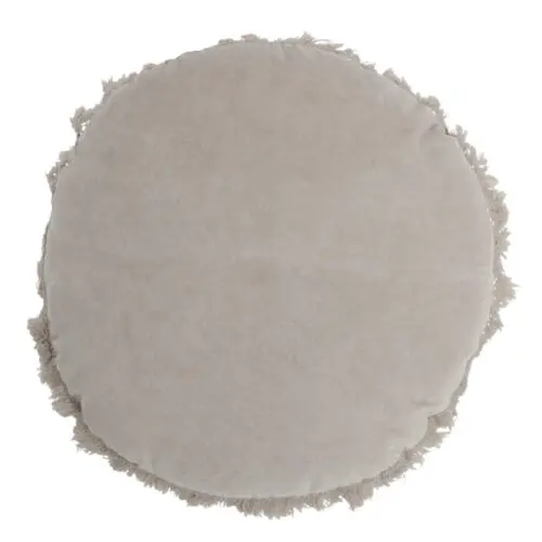 COUSSIN ROND VELOURS COTON/LIN GRIS