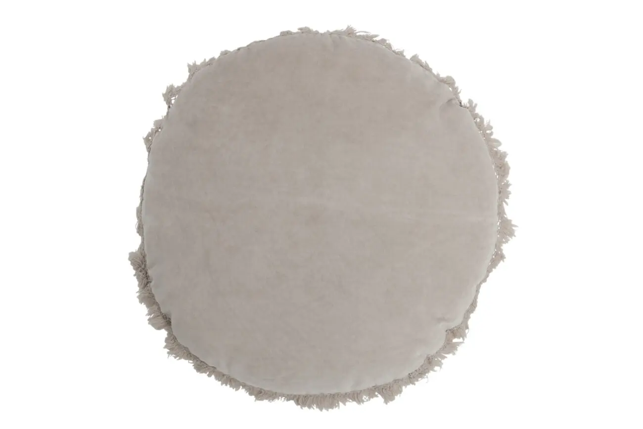 COUSSIN ROND VELOURS COTON/LIN GRIS