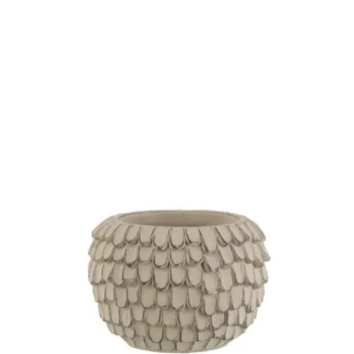 CACHE-POT FEUILLE CIMENT GRIS CLAIR EXTRA SMALL