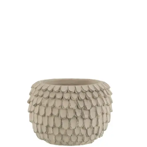CACHE-POT FEUILLE CIMENT GRIS CLAIR SMALL