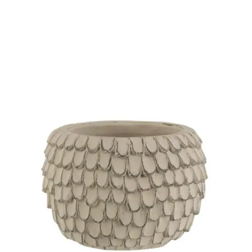 CACHEPOT FEUILLE CIMENT GRIS CLAIR MEDIUM