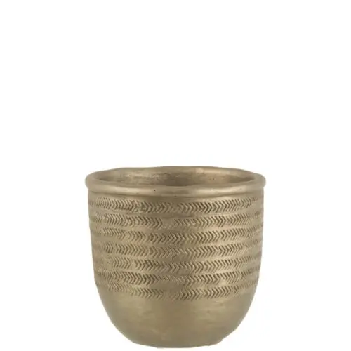 CACHEPOT CHALET CIMENT VERT/OR MEDIUM