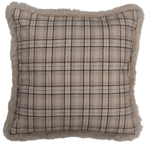 Coussin COUSSIN QUADRILLE BOUTONS POLYESTER BEIGE/BLANC