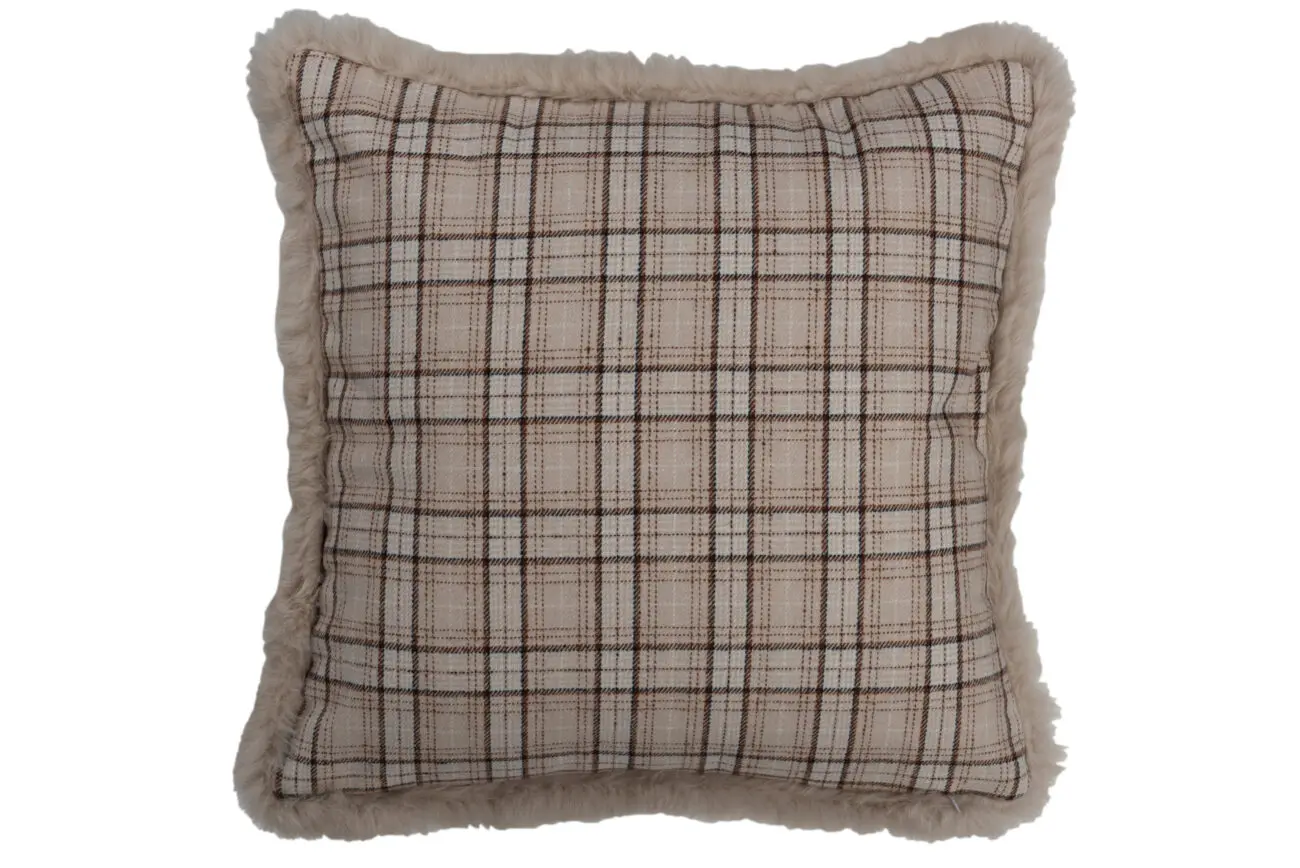 COUSSIN QUADRILLE BOUTONS POLYESTER BEIGE/BLANC