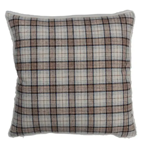 Coussin COUSSIN QUADRILLE CARRE POLYESTER MARRON/BLANC