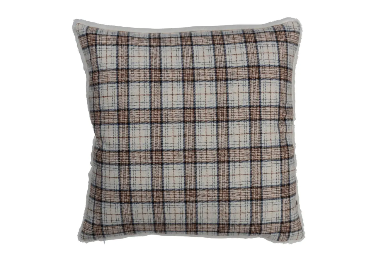 COUSSIN QUADRILLE CARRE POLYESTER MARRON/BLANC COUSSIN QUADRILLE CARRE POLYESTER MARRON/BLANC