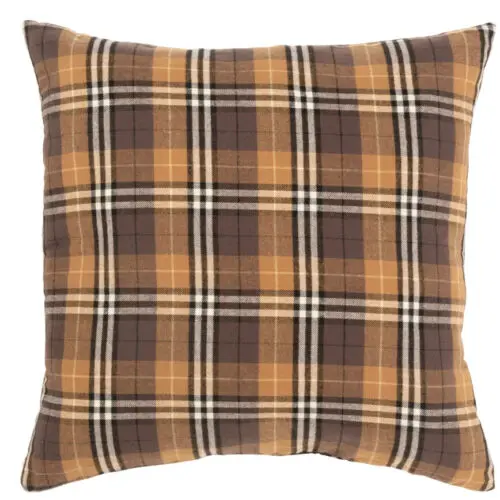 Coussin COUSSIN QUADRILLE CARRE TEXTILE MARRON/NOIR/OCRE