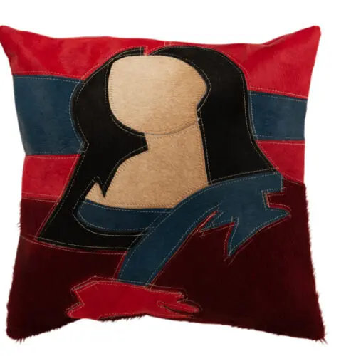 Coussin femme Cuddy - Cuir - Rouge/noir/beige 45x45
