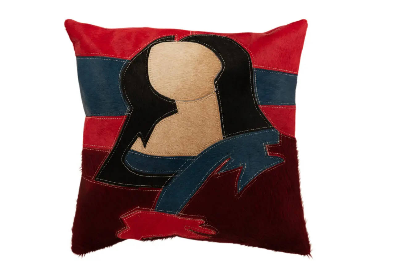 Coussin femme Cuddy - Cuir - Rouge/noir/beige 45x45