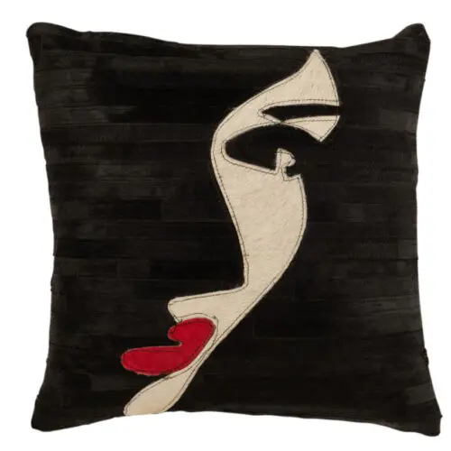 Coussin COUSSIN FEMME CUIR NOIR/BLANC/ROUGE