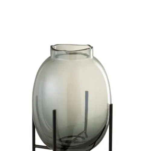 Vase noir VASE + PIED BORD IRREGULIER GRIS BLEU/NOIR SMALL