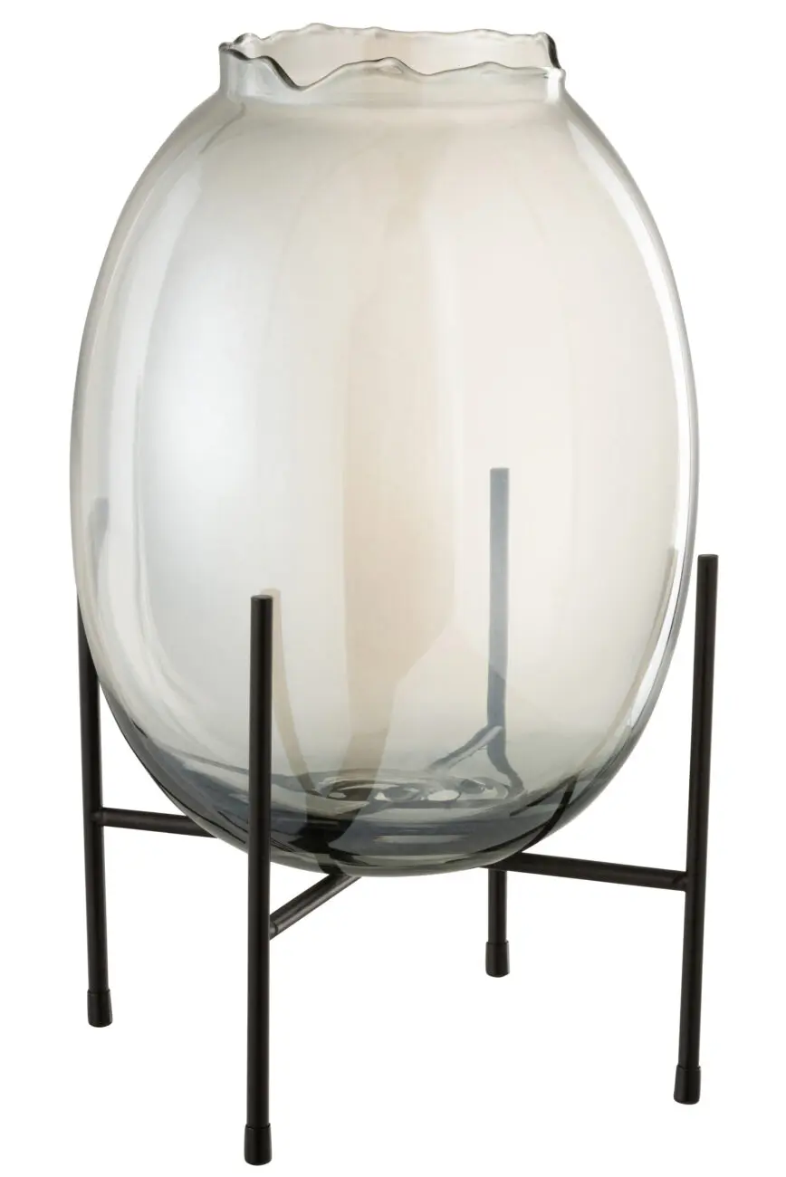 VASE + PIED BORD IRREGULIER GRIS BLEU/NOIR LARGE VASE + PIED BORD IRREGULIER GRIS BLEU/NOIR LARGE