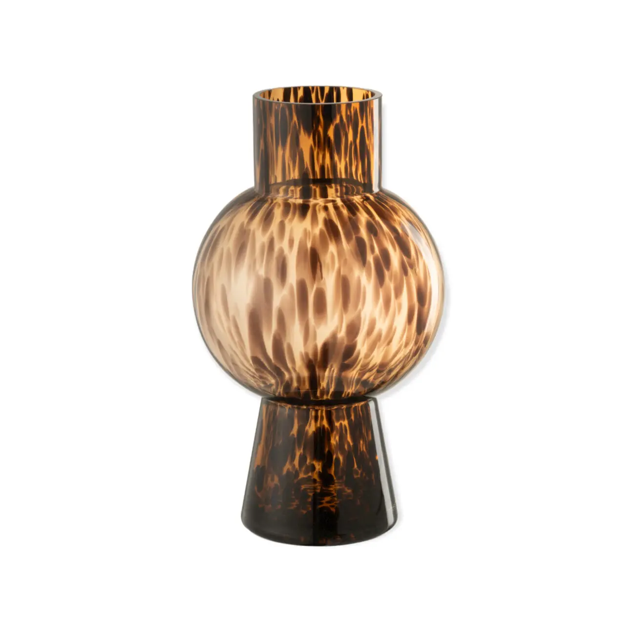 VASE BOULE POIS MARRON VERRE MEDIUM 30x16