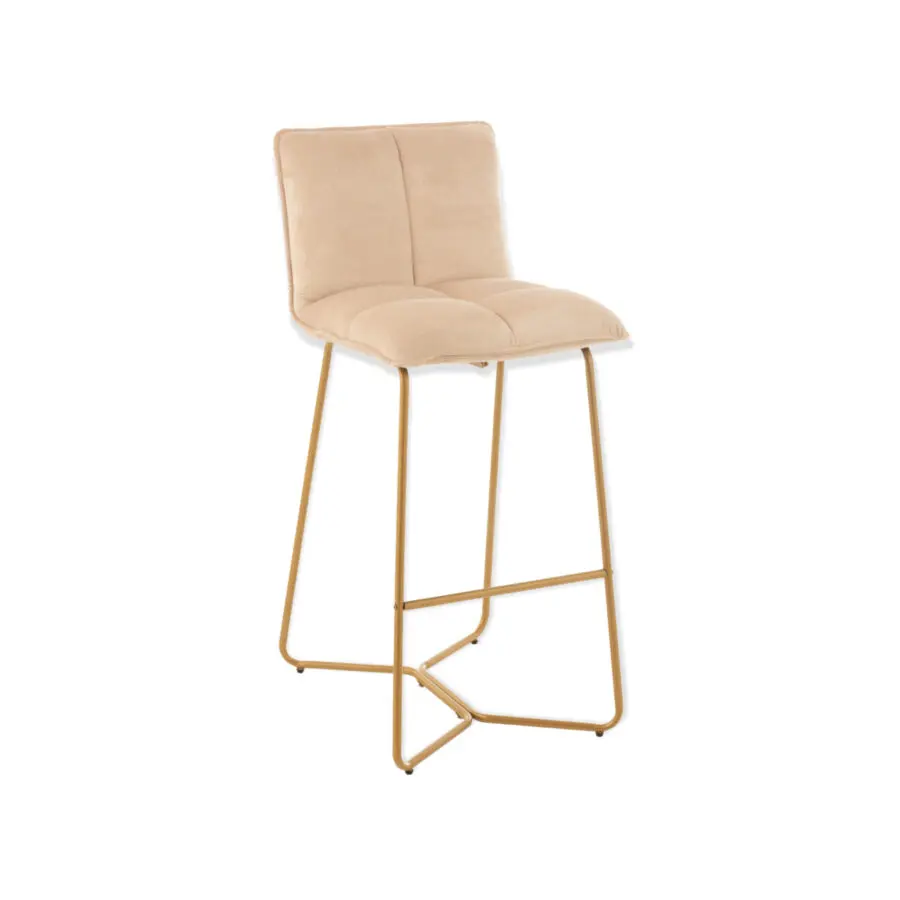 Chaise de bar Pierre - Métal/velours - beige