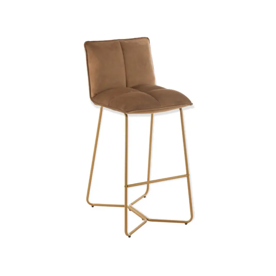 Chaise de bar Pierre - Métal/velours - Marron