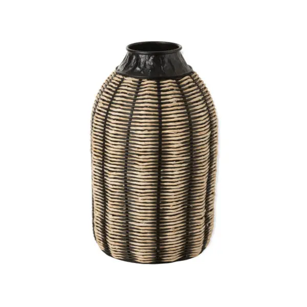 VASE DECORE CORDE/ROTIN NOIR/NATUREL 56x32