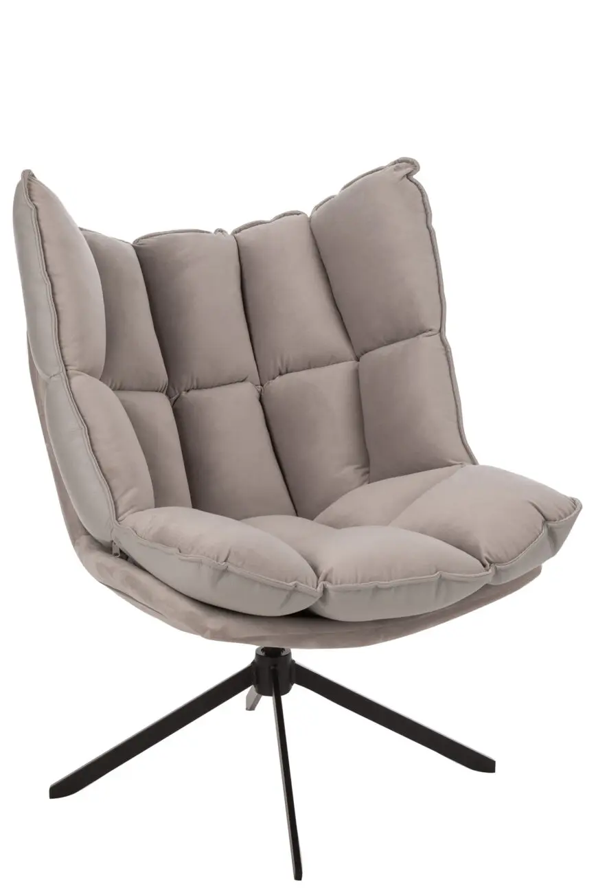 Fauteuil pivotant en velours gris clair Joff
