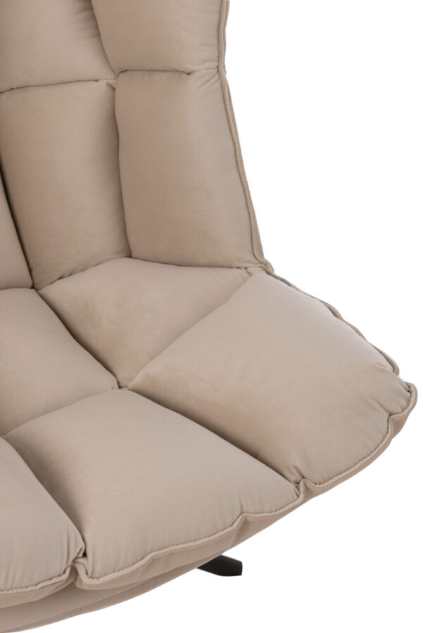 Duo Siège et Repose Pied Relax J-Line Fauteuil Pivotant Velours Marron  Foncé Pouf d'Appoint 83x84x88cm - L'Héritier du Temps