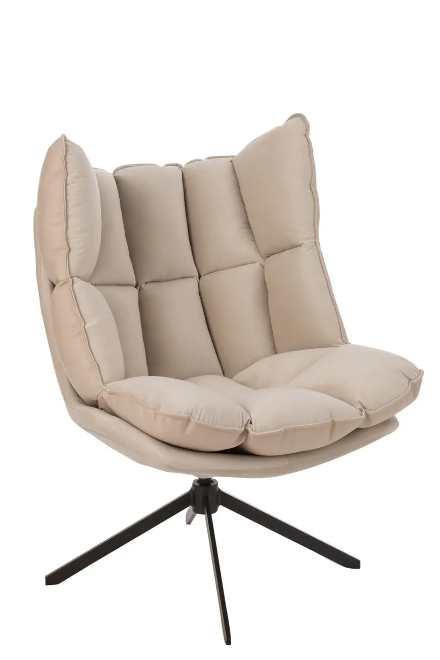 fauteuil pivotant en velours beige J-line