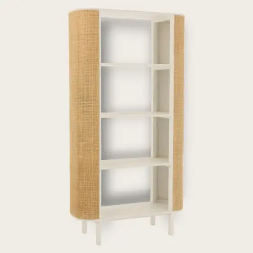Etagère Molly bois exotique rotin blanc