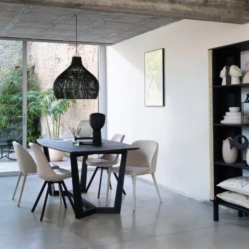 étagère Molly bois exotique rotin noir